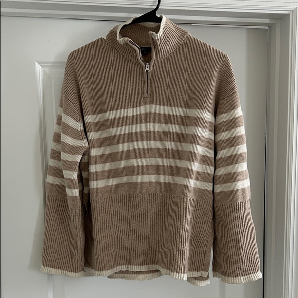 RAILS Tessa Sweater Beige and White Striped Turtleneck Sweater - Picture 4 of 6